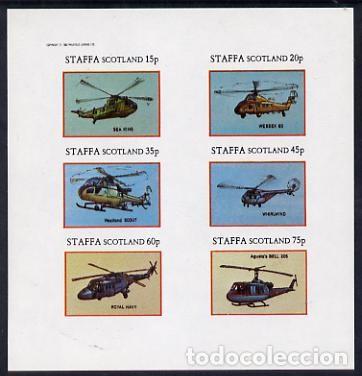 Sellos: GB LOCAL STAFFA 1982 SHEET MNH IMPERF HELICOPTERE HELICOPTEROS HELICOPTERS HELICOPTERES HUBSCHRAUBER