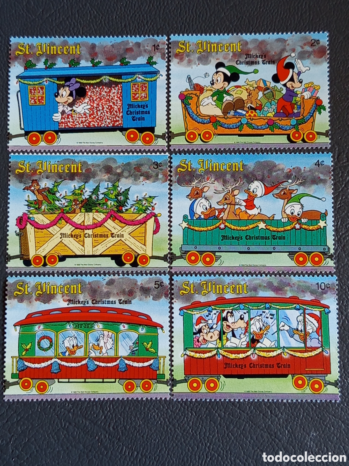 Sellos: San Vicente 1988 Mickey's Christmas Train Disney serie 6v MNH** Scott 1121-26