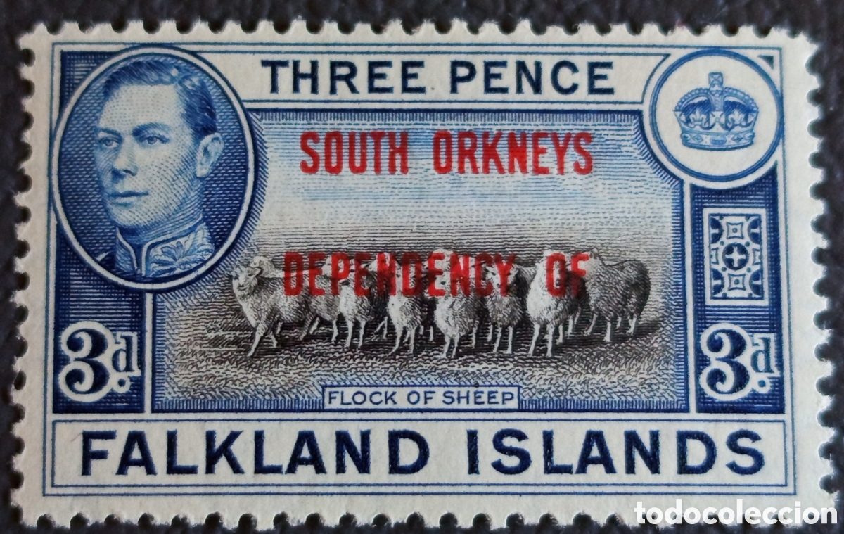 Sellos: Malvinas Dep. 1944 3d South Orkneys Flock of Sheep Jorge VI MNH SG C5