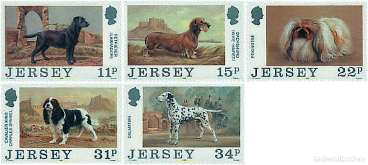 Sellos: 66591 MNH JERSEY 1988 CENTENARIO DEL CLUB CANINO DE JERSEY