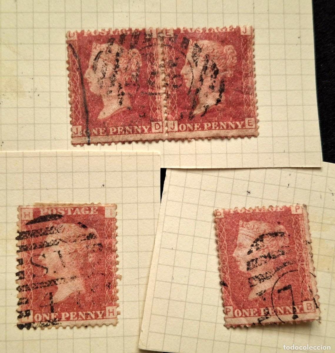 Sellos: One Penny rojo Gran Breta&ntilde;a 4 sellos