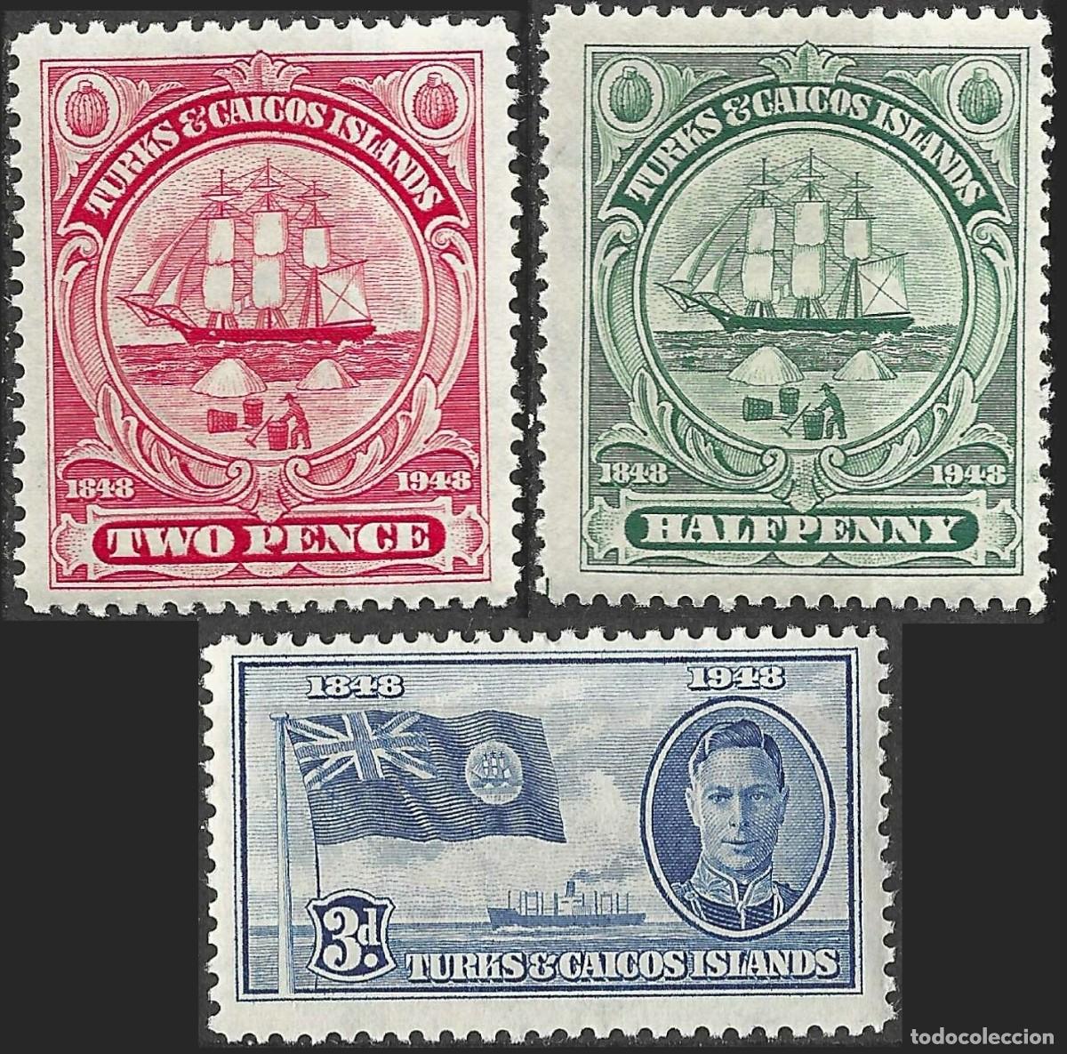 Sellos: TURKS & CAICOS ISLANDS/1948/MH/SC#94-6/ KGVI / CENT DE SEPARACION POLITICA DE BAHAMAS/ 3v/7v