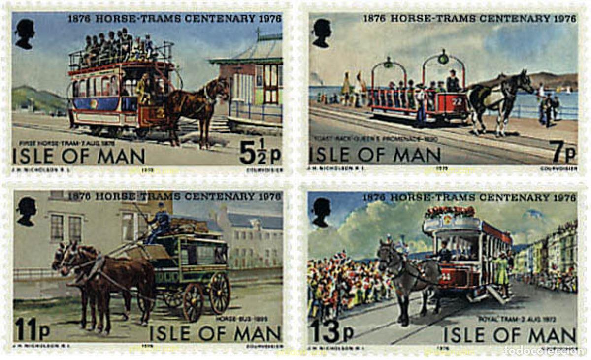 Sellos: 66317 MNH MAN 1976 CENTENARIO DE LOS TRANVIAS TIRADOS POR CABALLOS