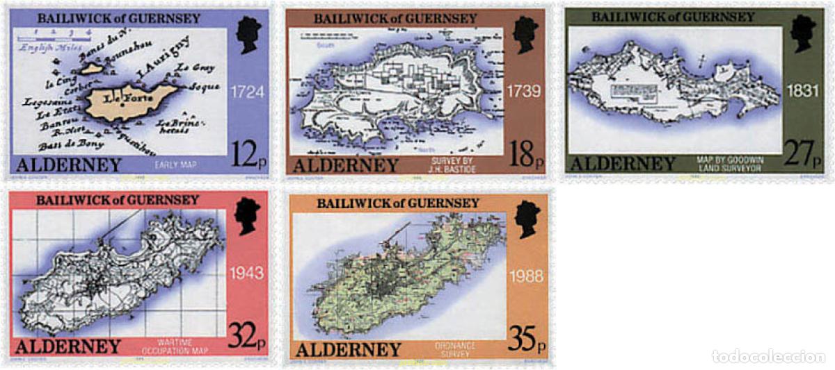 Sellos: 61286 MNH ALDERNEY 1989 MAPAS DE ALDERNEY