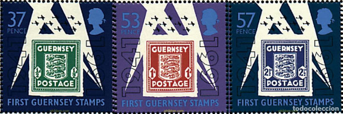 Sellos: 90819 MNH GUERNSEY 1991 50 ANIVERSARIO DEL PRIMER SELLO DE LA ISLA