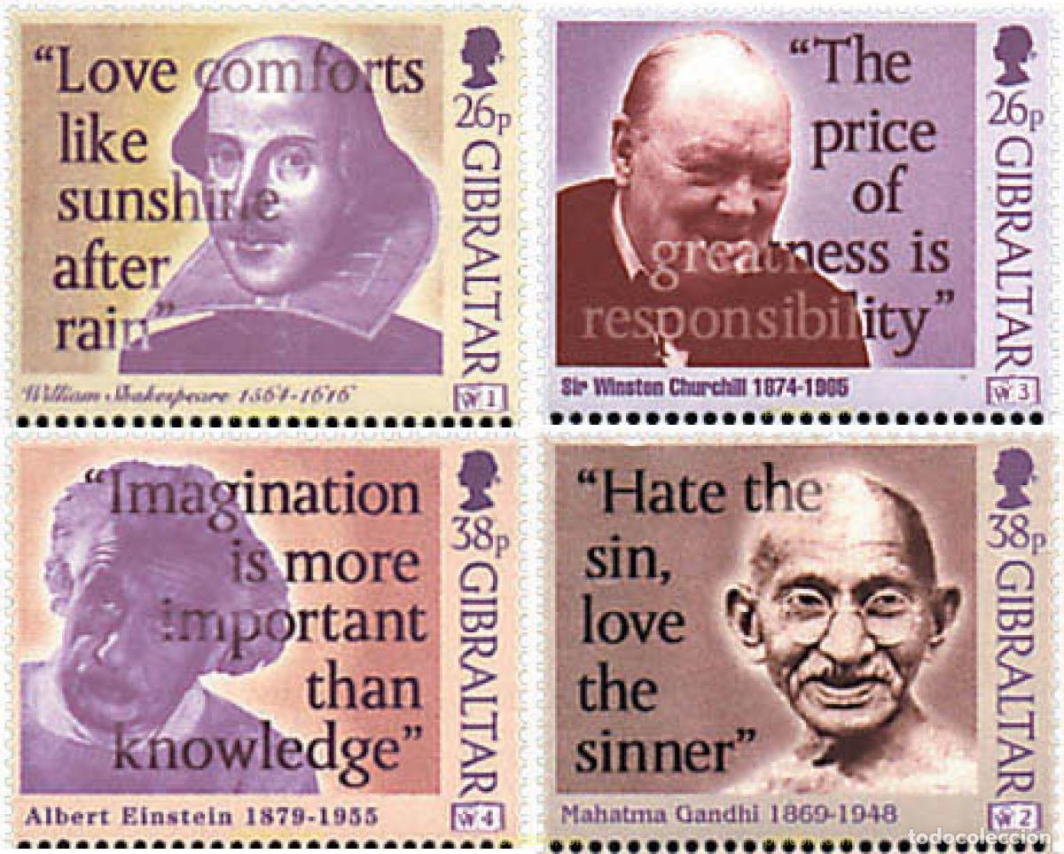 Sellos: 84623 MNH GIBRALTAR 1998 PENSAMIENTOS DE GRANDES PERSONAJES