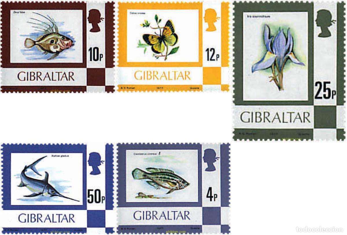 Sellos: 318199 MNH GIBRALTAR 1977 FAUNA Y FLORA
