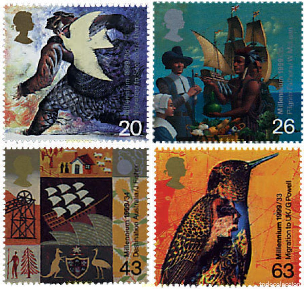 Sellos: 90681 MNH GRAN BRETA&Ntilde;A 1999 MILENIO. MIGRACIONES