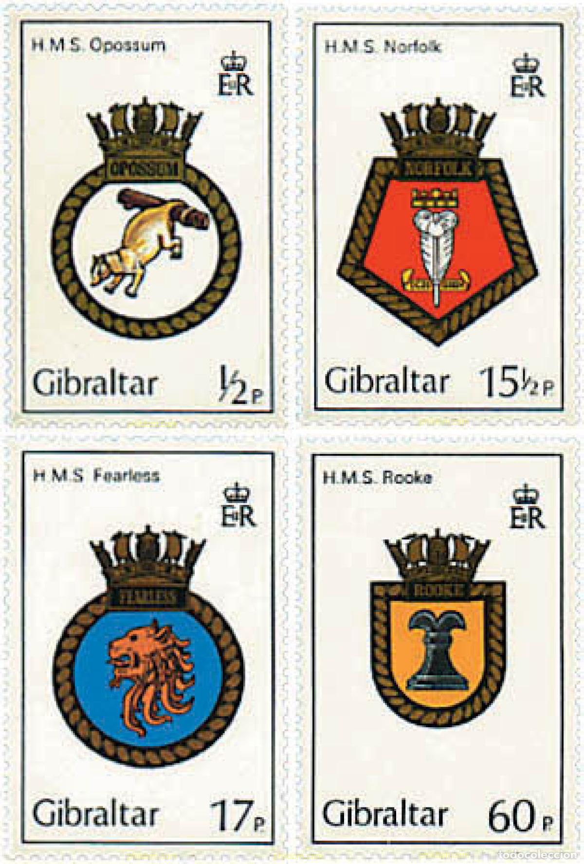 Sellos: 83419 MNH GIBRALTAR 1982 ESCUDOS DE LOS BARCOS DE LA ROYAL NAVY