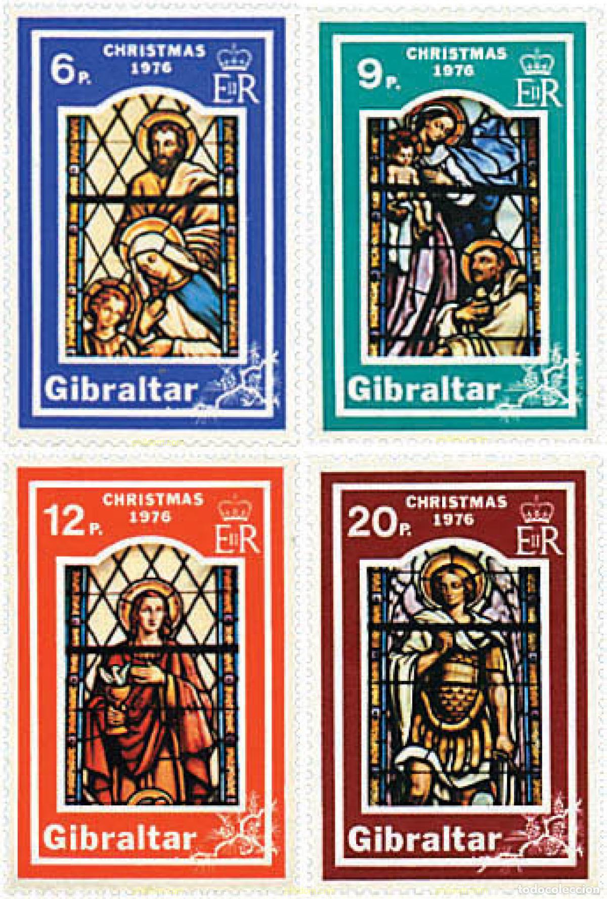 Sellos: 83383 MNH GIBRALTAR 1976 NAVIDAD. VIDRIERAS DE LA CATEDRAL DE GIBRALTAR