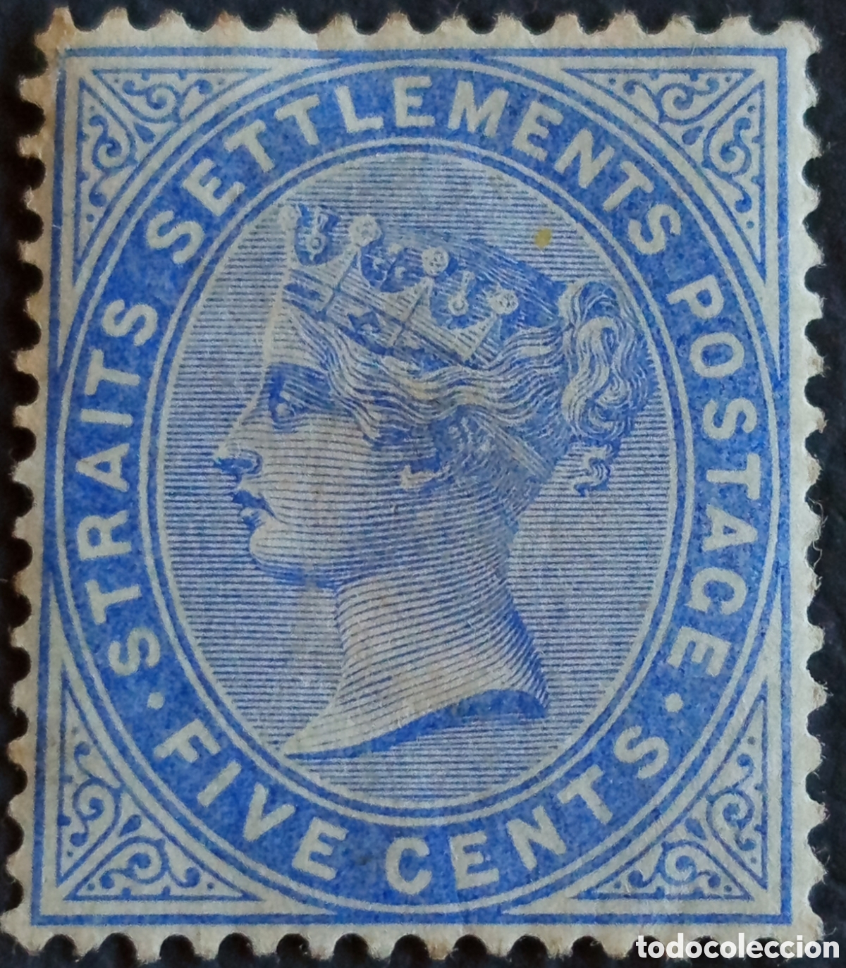Sellos: Straits Settlements 1882 5 Cents Azul Reina Victoria Scott 41 MH