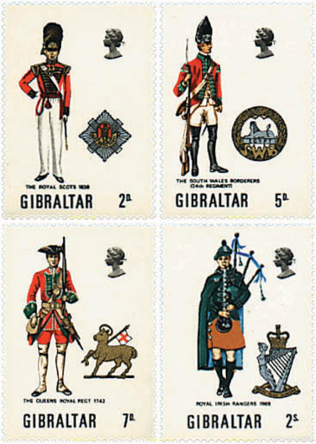 Sellos: 83369 MNH GIBRALTAR 1970 UNIFORMES MILITARES