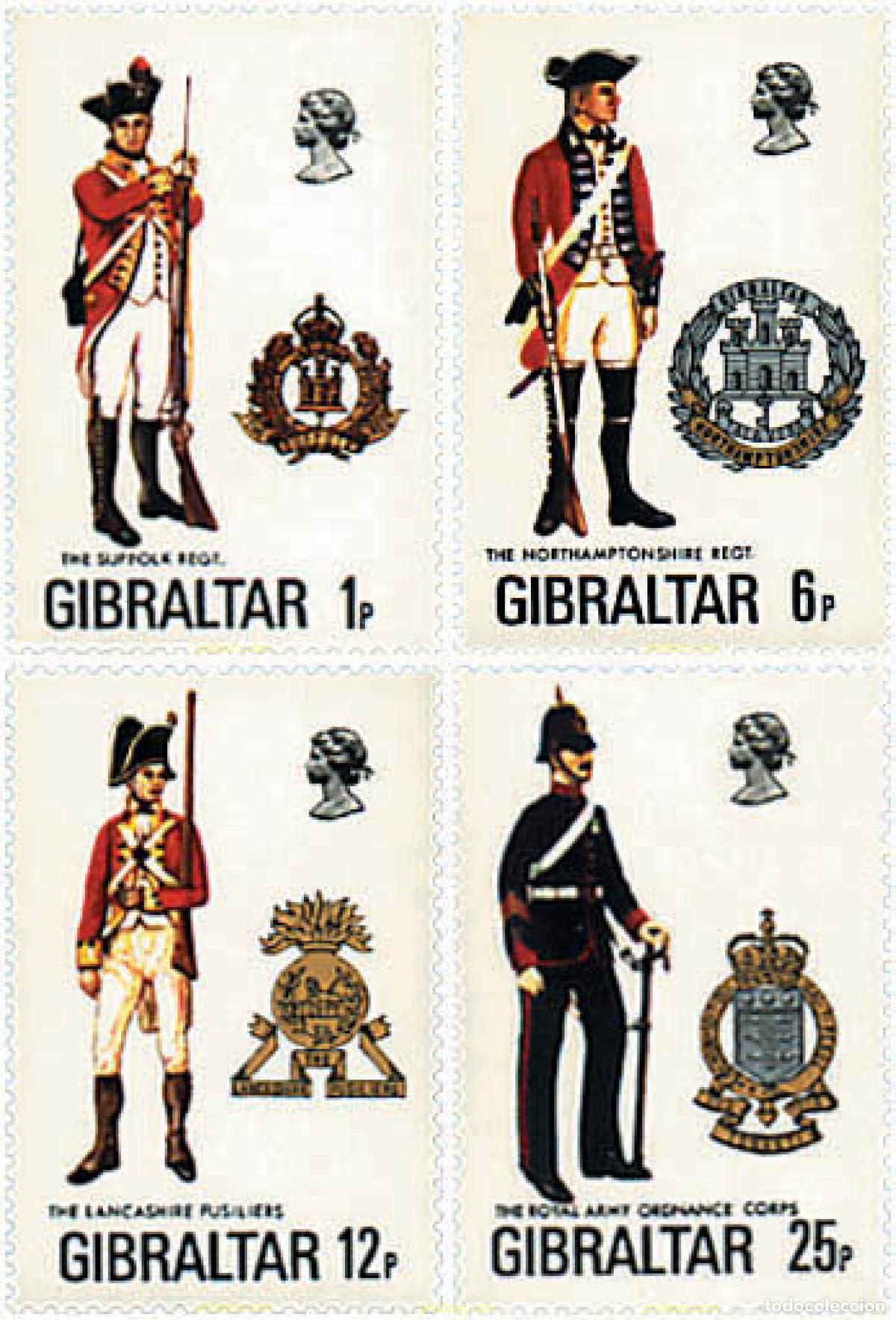 Sellos: 83382 MNH GIBRALTAR 1976 UNIFORMES MILITARES