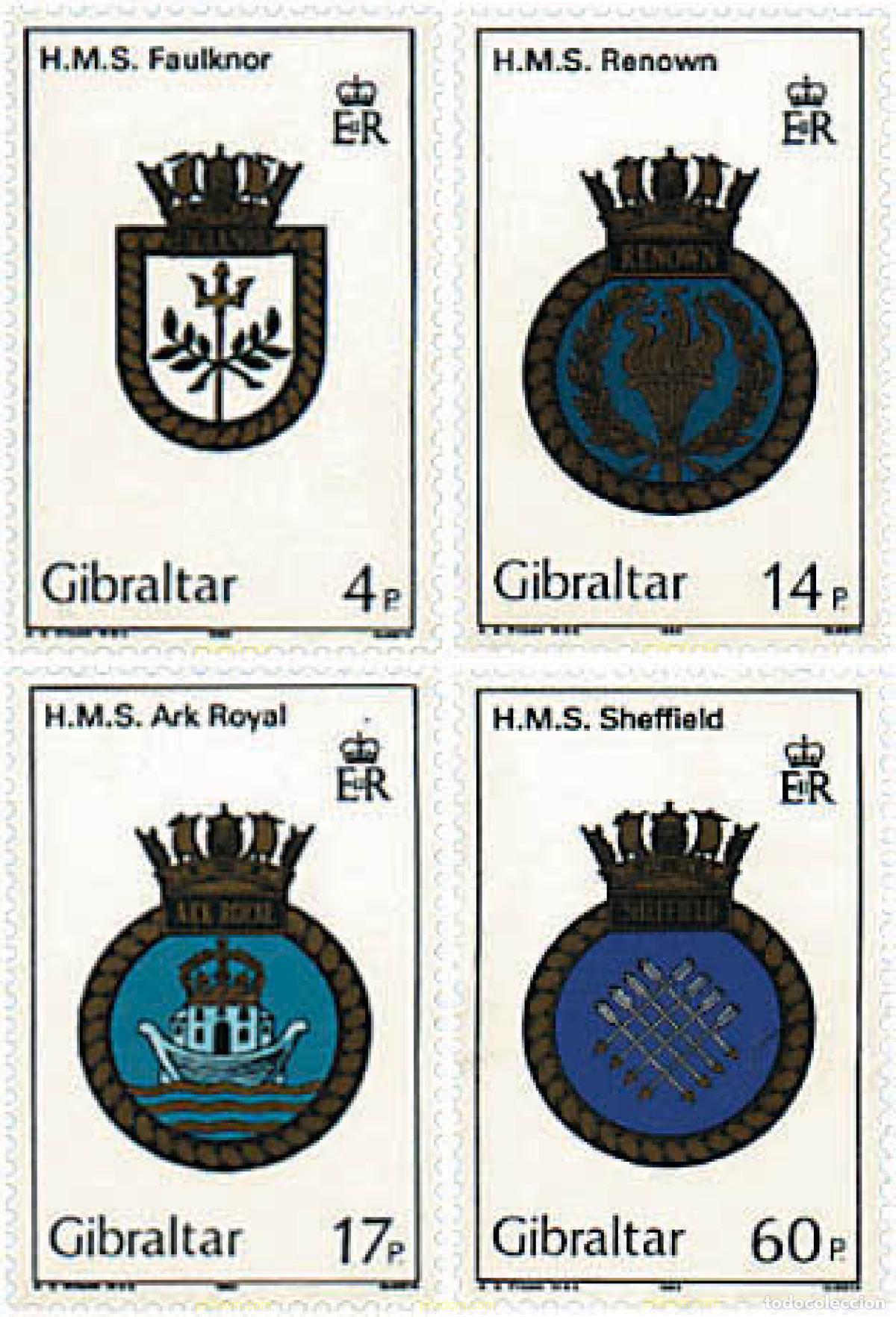 Sellos: 83424 MNH GIBRALTAR 1983 ESCUDOS DE LOS BARCOS DE LA ROYAL NAVY
