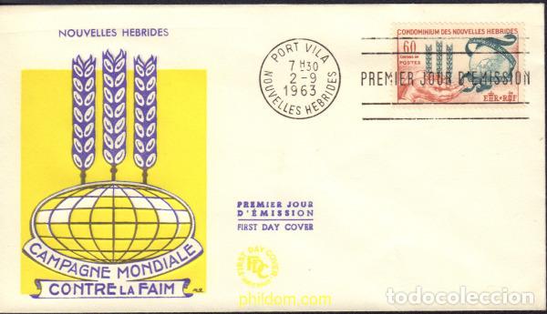 Sellos: 410351 MNH NUEVAS HEBRIDAS 1963 CAMPA&Ntilde;A MUNDIAL CONTRA EL HAMBRE