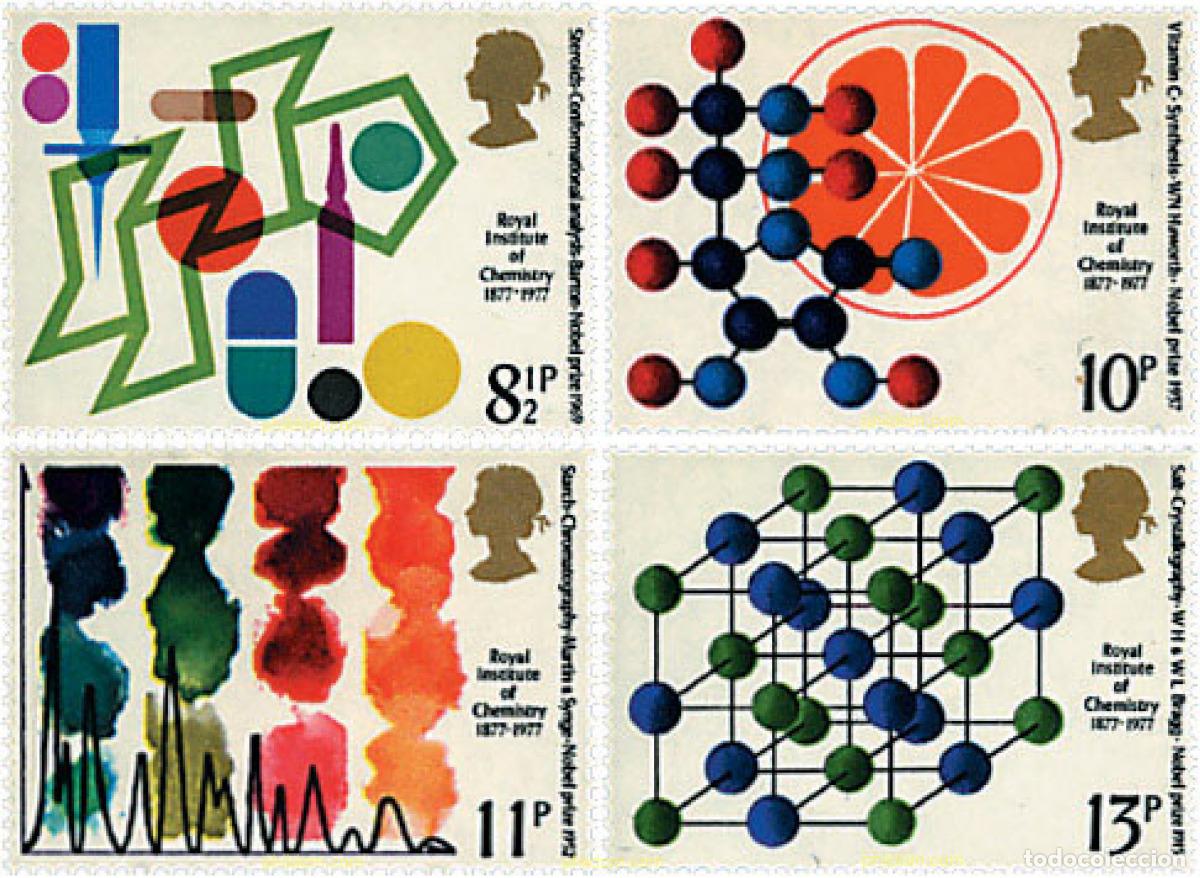Sellos: 66113 MNH GRAN BRETA&Ntilde;A 1977 100 ANIVERSARIO DEL REAL INSTITUTO DE QUIMICA