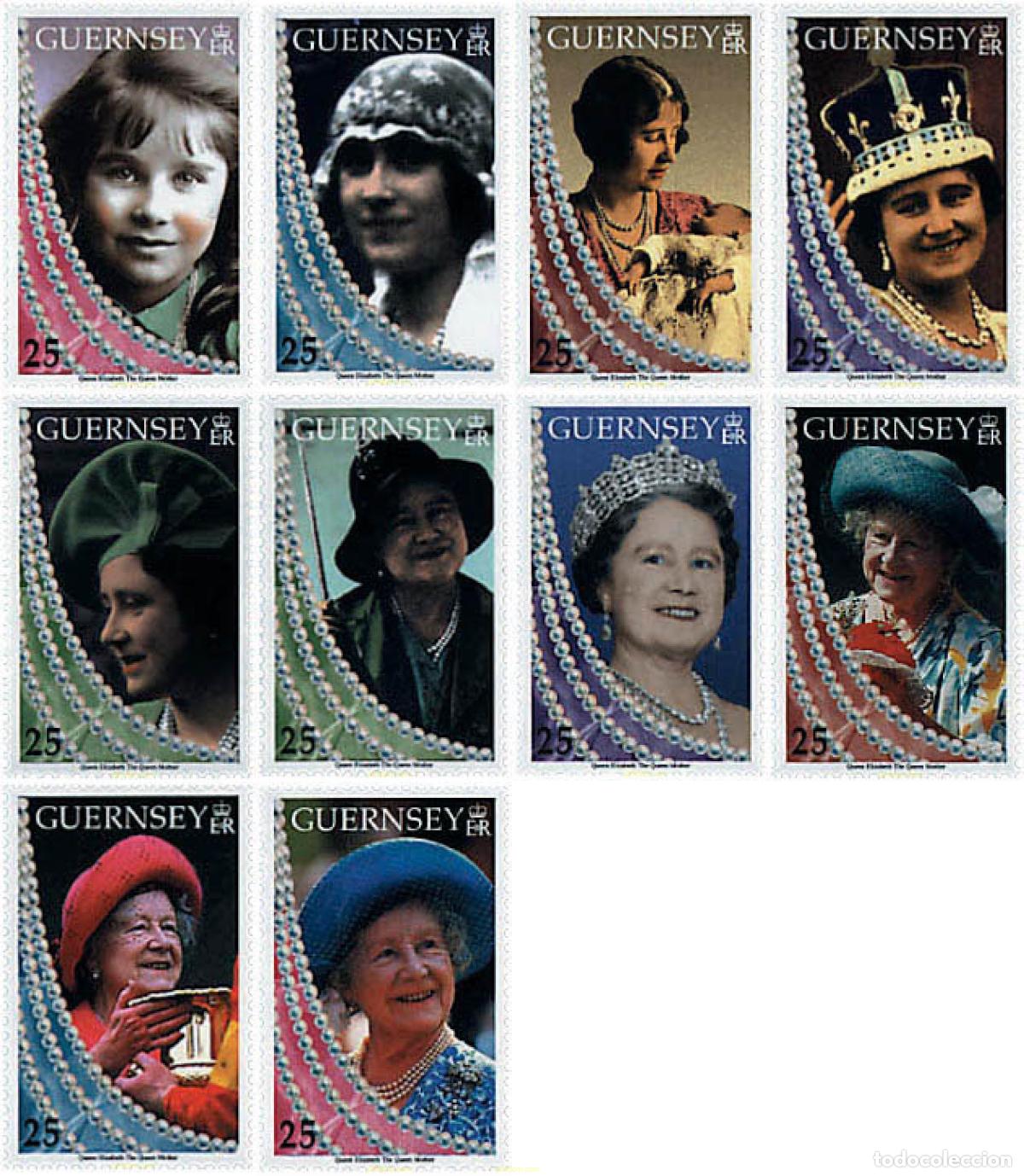 Sellos: 55362 MNH GUERNSEY 1999 REINA MADRE ISABEL