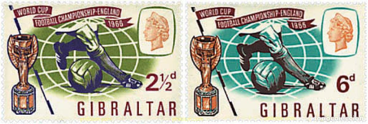 Sellos: 83334 MNH GIBRALTAR 1966 COPA DEL MUNDO DE FUTBOL. INGLATERRA-66