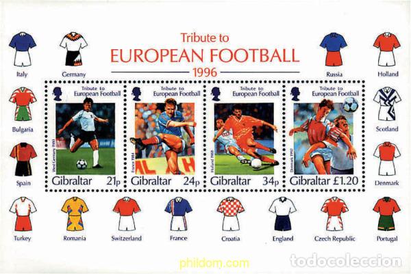 Sellos: 84301 MNH GIBRALTAR 1996 HOMENAJE AL FUTBOL EUROPEO