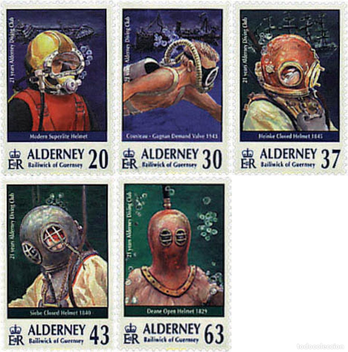 Sellos: 98301 MNH ALDERNEY 1998 21 ANIVERSARIO DEL CLUB DE NATACION SUBMARINA