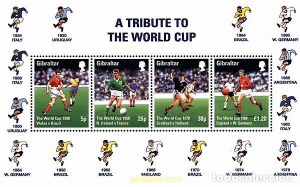 Sellos: 84319 MNH GIBRALTAR 1998 COPA DEL MUNDO DE FUTBOL. FRANCIA-98