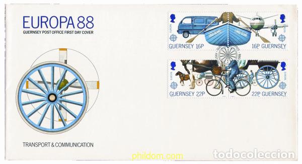 Sellos: 24153 MNH GUERNSEY 1988 EUROPA CEPT. TRANSPORTE Y MEDIOS DE COMUNICACION