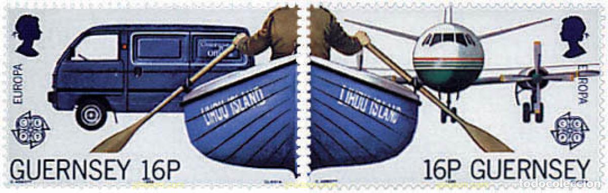 Sellos: 290740 MNH GUERNSEY 1988 EUROPA CEPT. TRANSPORTE Y MEDIOS DE COMUNICACION
