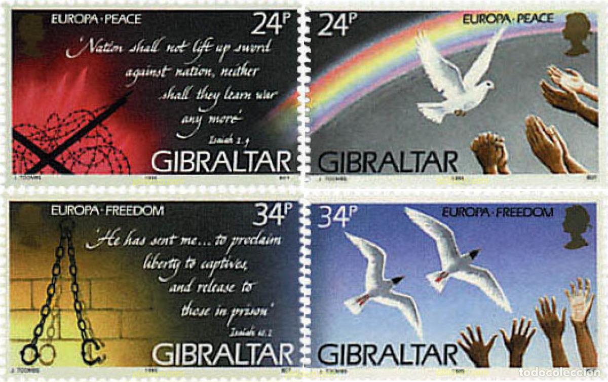 Sellos: 83471 MNH GIBRALTAR 1995 EUROPA CEPT. PAZ Y LIBERTAD