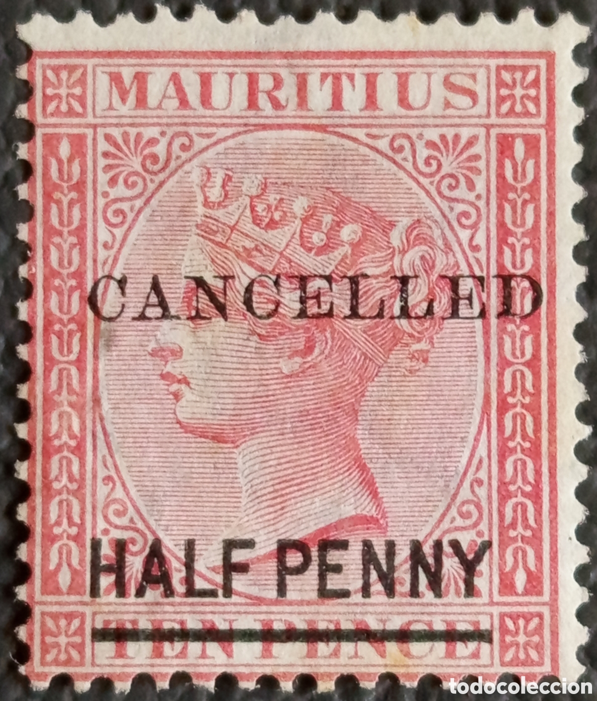 Sellos: Sello Mauricio 1878 Victoria Half Penny sobre 10p Sobrecarga CANCELLED MH