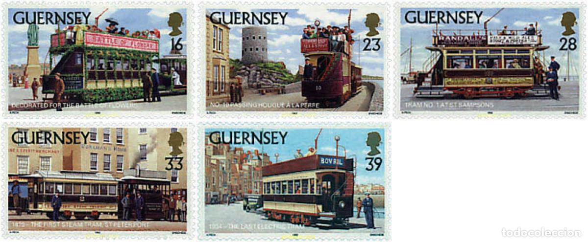 Sellos: 58394 MNH GUERNSEY 1992 TRANVIAS DE GUERNSEY