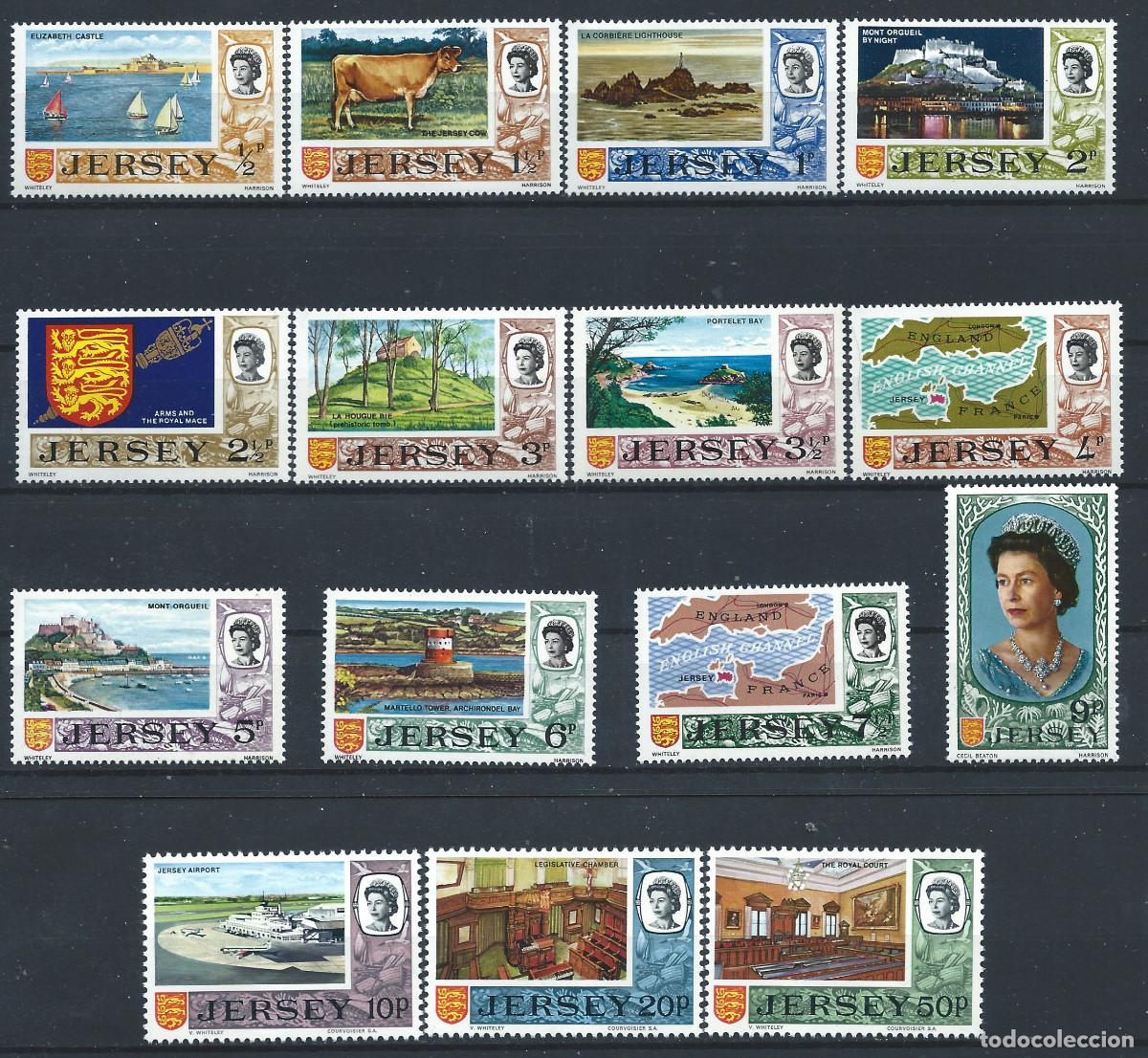 Sellos: Jersey N&deg;28/42** (MNH) 1971 - Elizabeth II et sujets divers