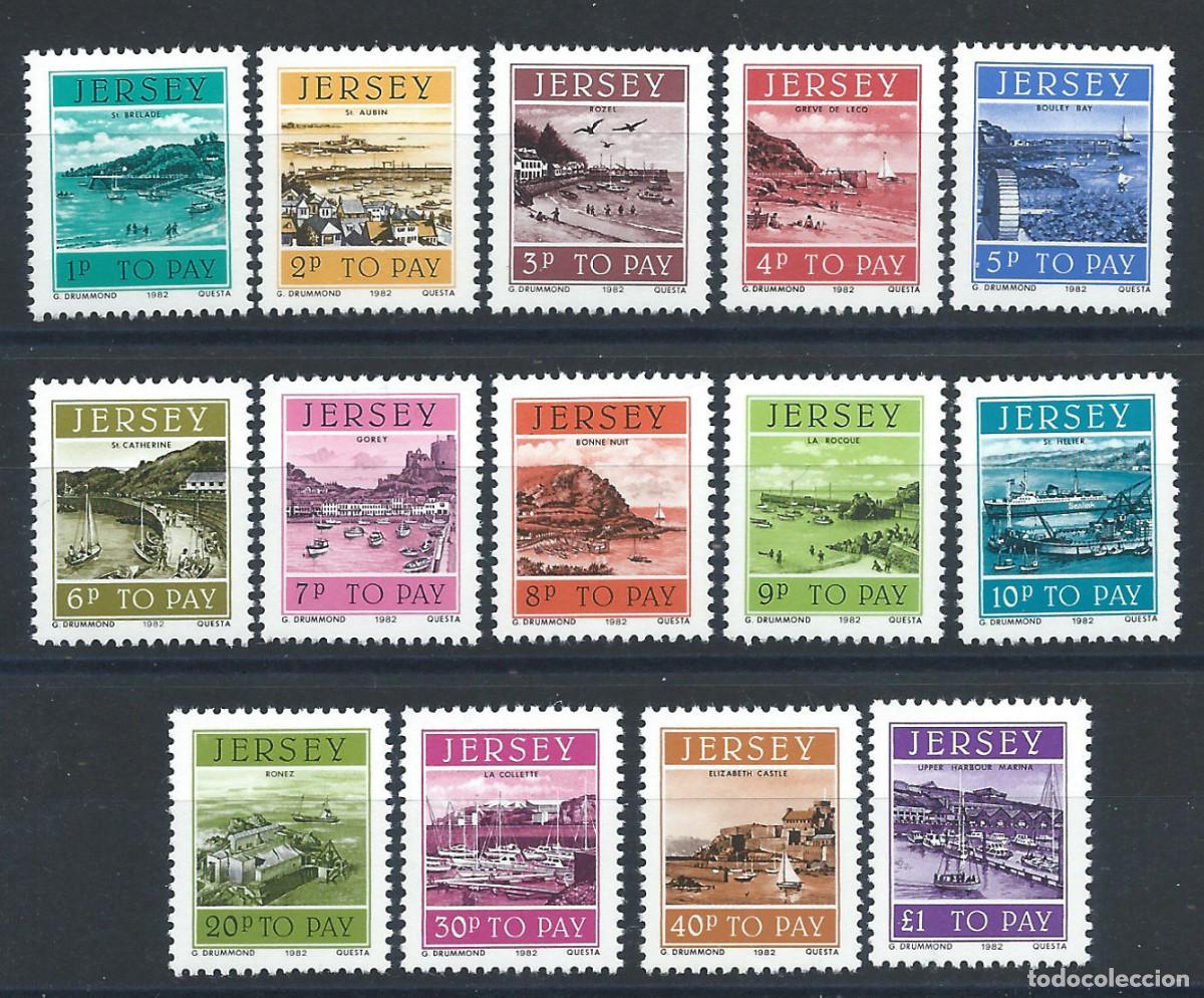 Sellos: Jersey Taxe N&deg;33/46** (MNH) 1982 - Vue des jet&eacute;es, ports et quais de Jersey
