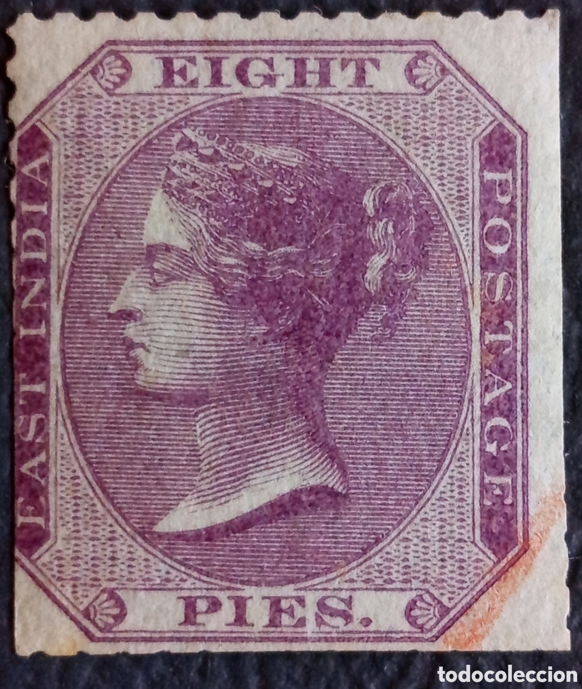 Sellos: Sello India - East India Postage (1865) Reina Victoria 8 Pies P&uacute;rpura Mi. 19 Usado