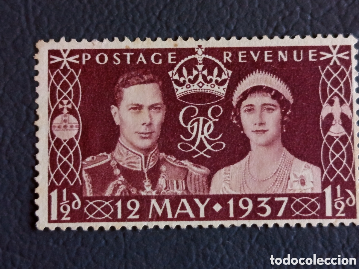 Timbres: Sello G. Breta&ntilde;a 1937 Coronaci&oacute;n Jorge VI 1&frac12;d Mi. 433 MH.