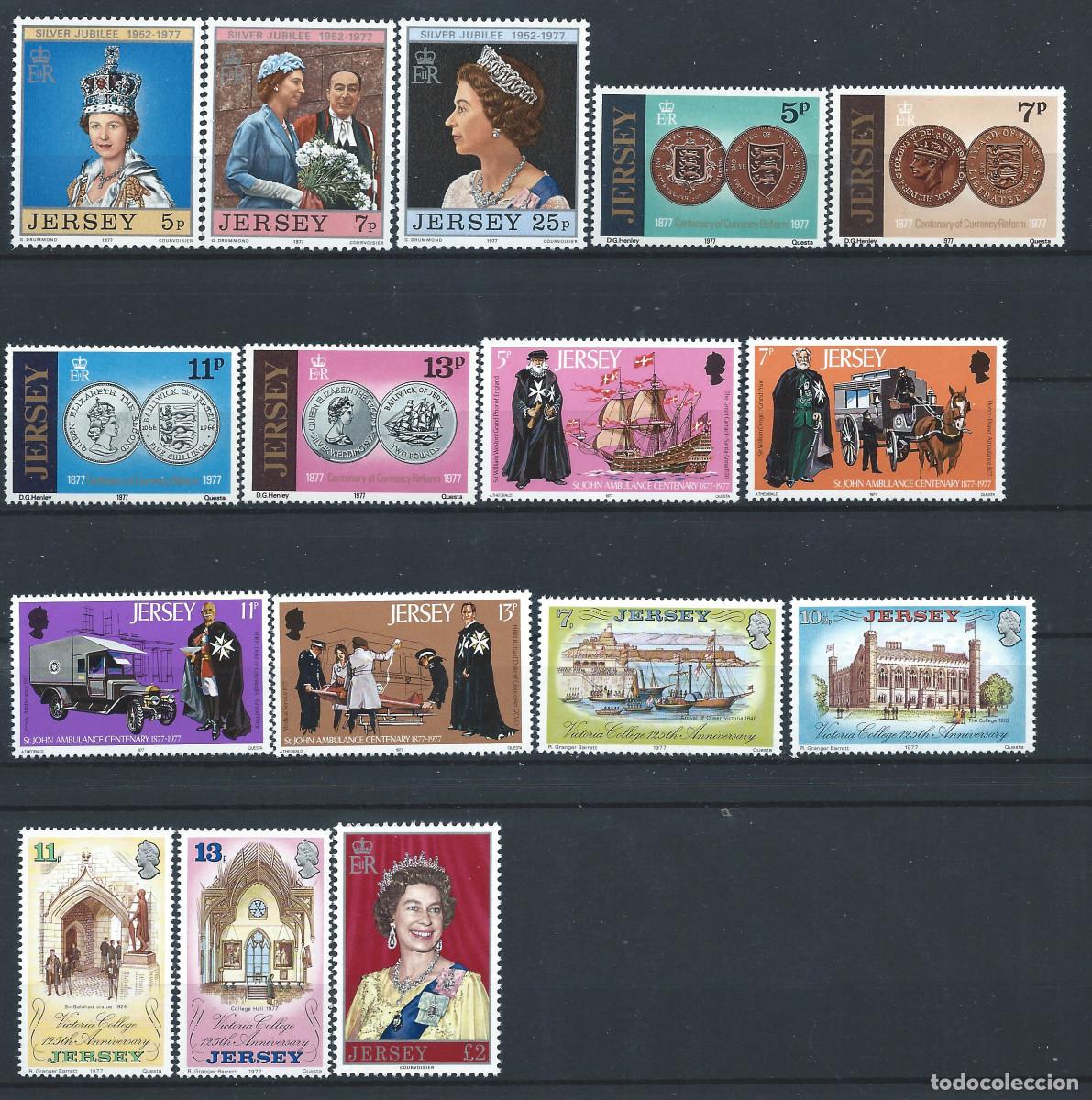 Sellos: Jersey Lot 16 Tp Neuf** (MNH) Ann&eacute;e 1977 - Sujets divers