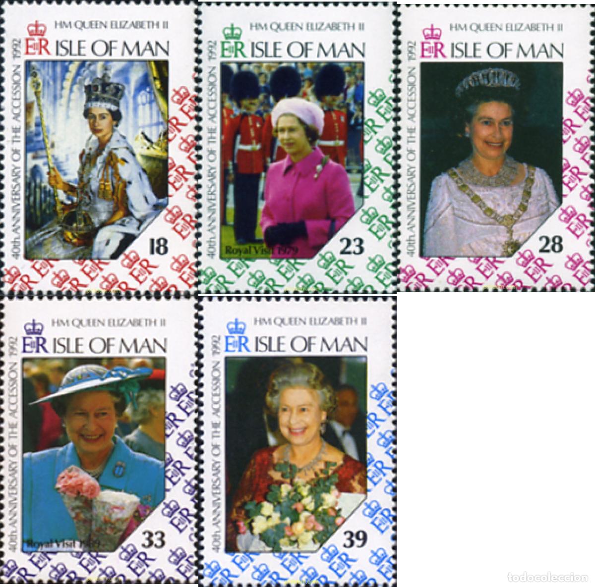 Stamps: 53972 MNH MAN 1992 40 ANIVERSARIO DE LA ASCENSION AL TRONO DE LA REINA ISABEL II