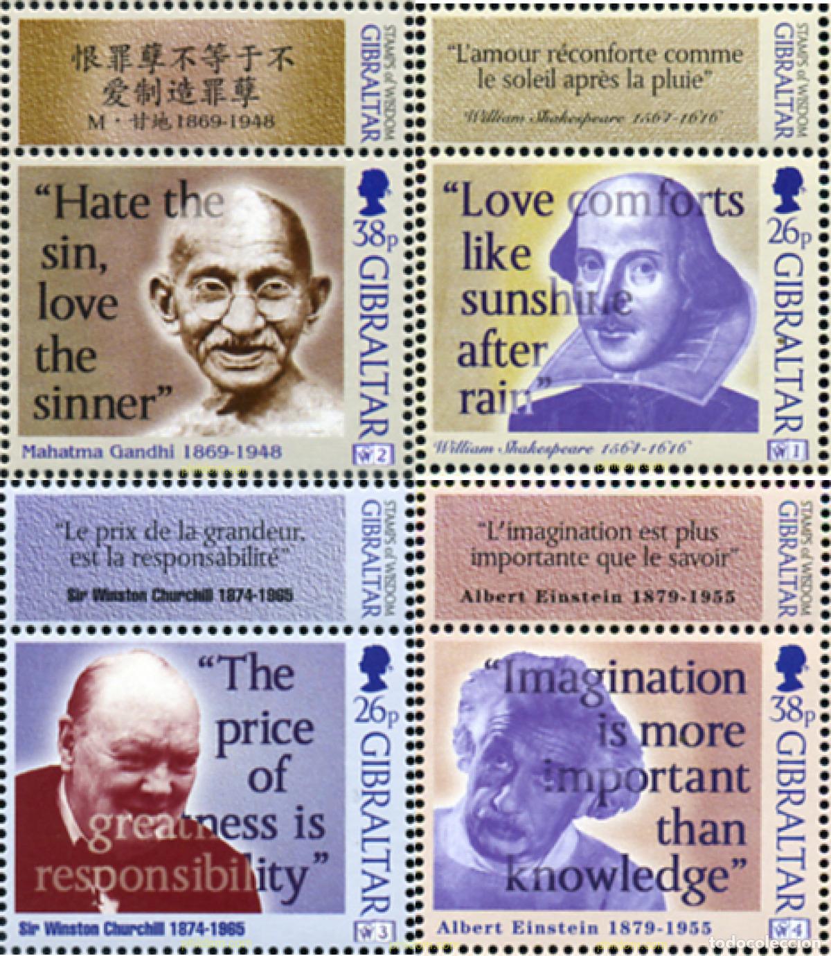 Sellos: 576193 MNH GIBRALTAR 1998 PENSAMIENTOS DE GRANDES PERSONAJES