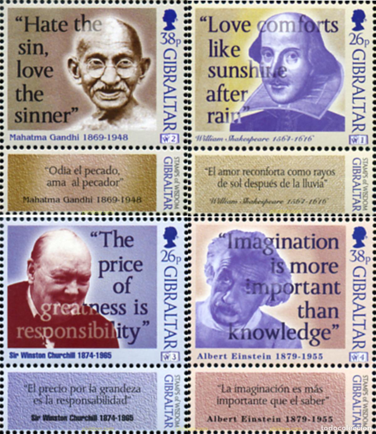 Sellos: 576194 MNH GIBRALTAR 1998 PENSAMIENTOS DE GRANDES PERSONAJES