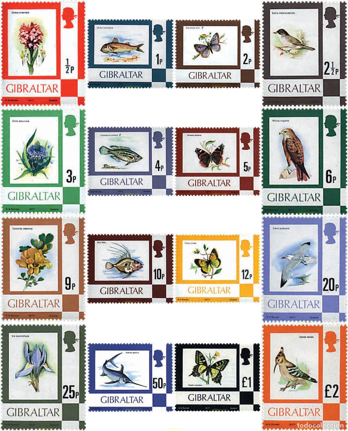 Sellos: 91199 MNH GIBRALTAR 1977 FAUNA Y FLORA
