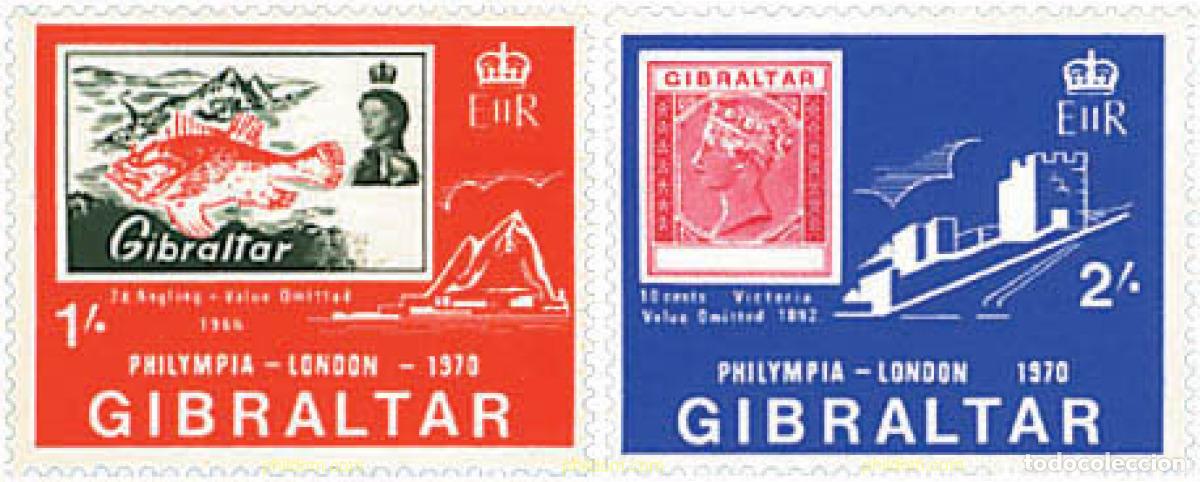 Sellos: 83370 MNH GIBRALTAR 1970 PHILYMPIA. EXPOSICION FILATELICA INTERNACIONAL