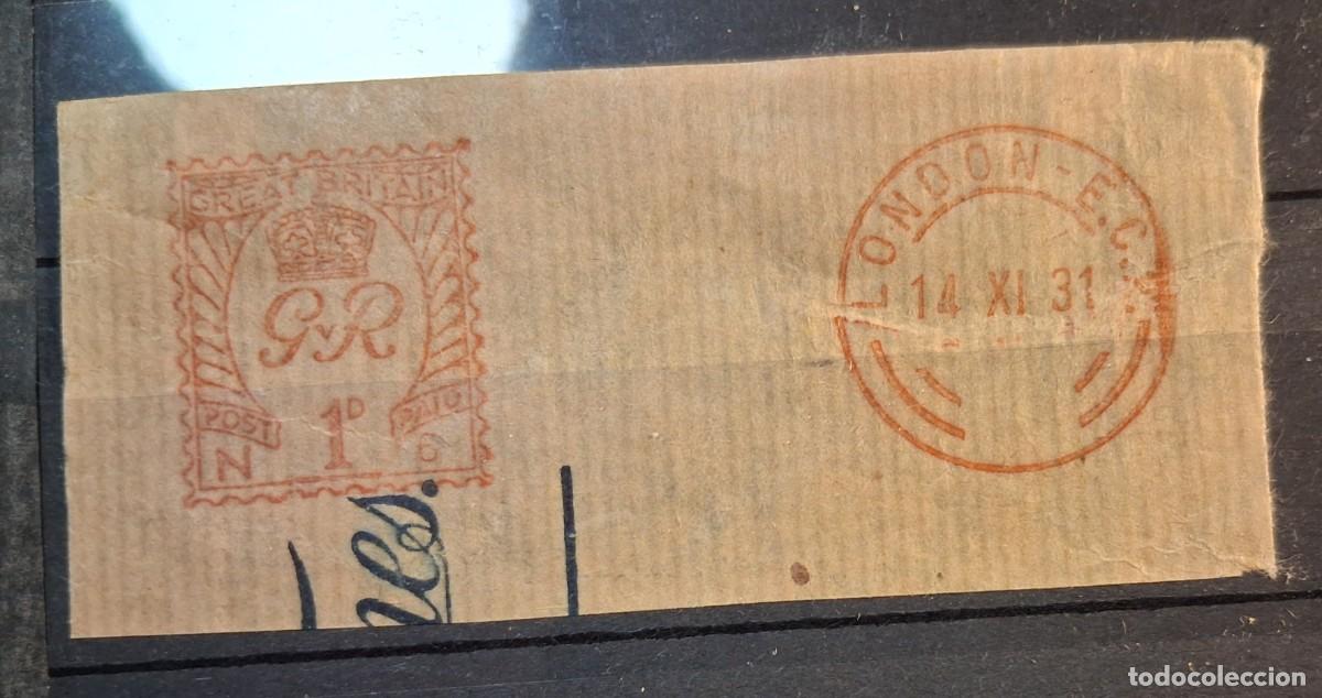 Sellos: GRAN BRETA&Ntilde;A, RECORTE SOBRE PREFRANQUEADO 1931.