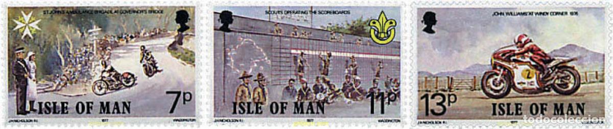 Sellos: 225157 MNH MAN 1977 70 ANIVERSARIO DE LAS CARRERAS TOURIST-TROPHY Y DEL ESCULTISMO