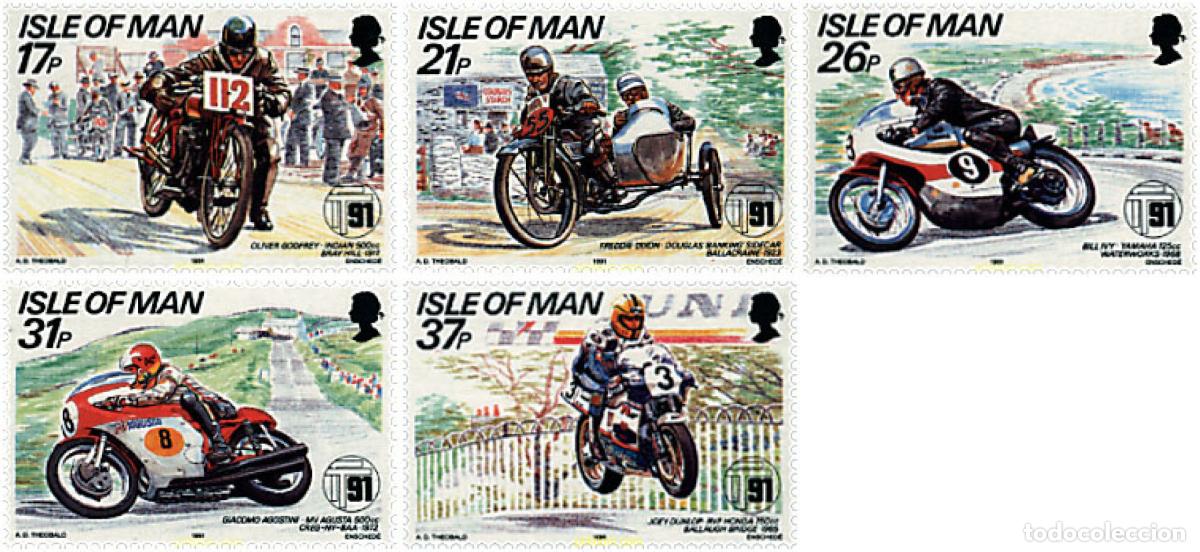 Sellos: 41724 MNH MAN 1991 80 ANIVERSARIO DE LA CARRERA MOTOCICLISTA TOURIST TROPHY