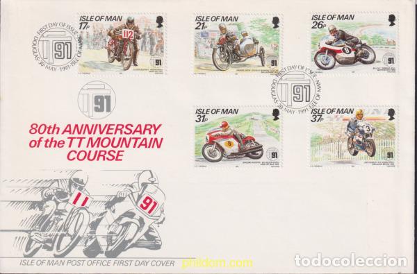 Sellos: 376324 MNH MAN 1991 80 ANIVERSARIO DE LA CARRERA MOTOCICLISTA TOURIST TROPHY