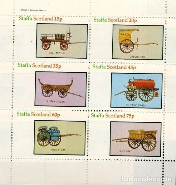 Sellos: GB LOCAL STAFFA 1982 SHEET MNH CARRUAJES HISTORICOS HISTORIC CARRIAGES CHARIOTS HISTORIQUES