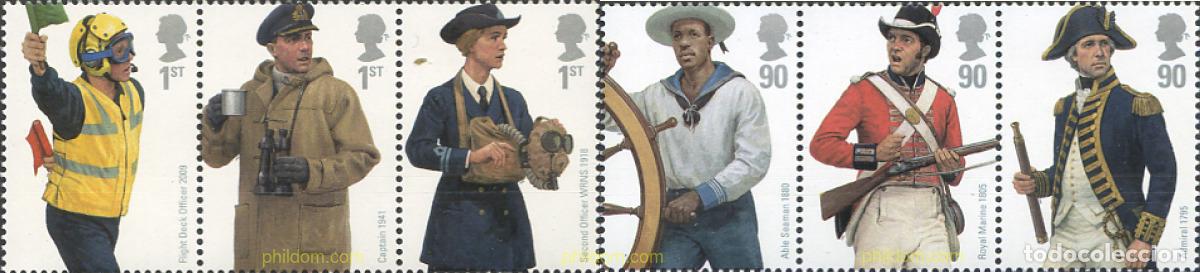 Sellos: 235729 MNH GRAN BRETA&Ntilde;A 2009 UNIFORMES DE LA ARMADA