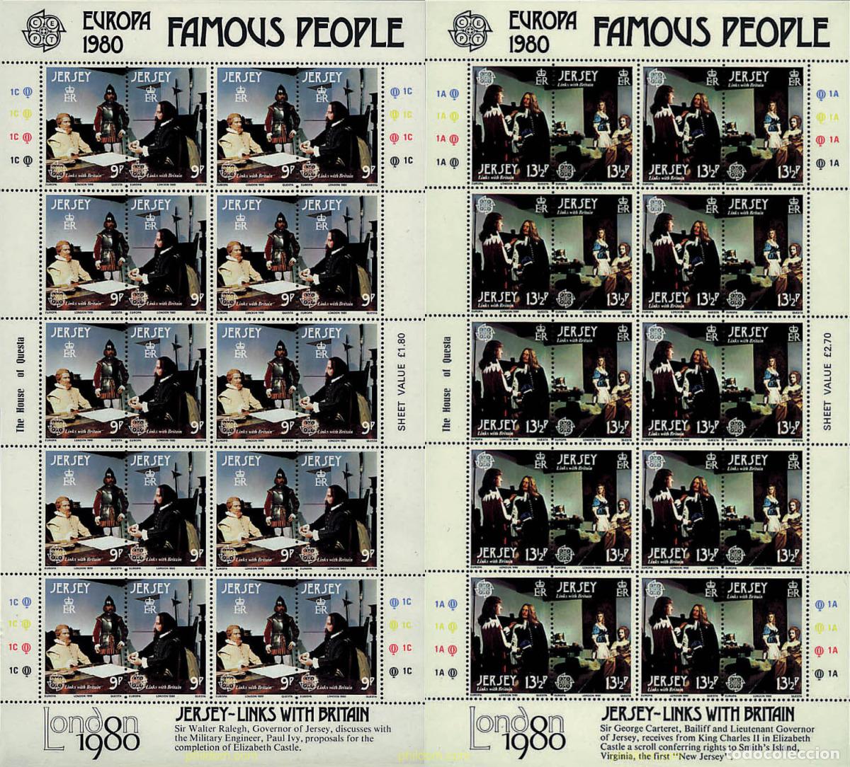 Sellos: 8918 MNH JERSEY 1980 EUROPA CEPT. GENTE FAMOSA