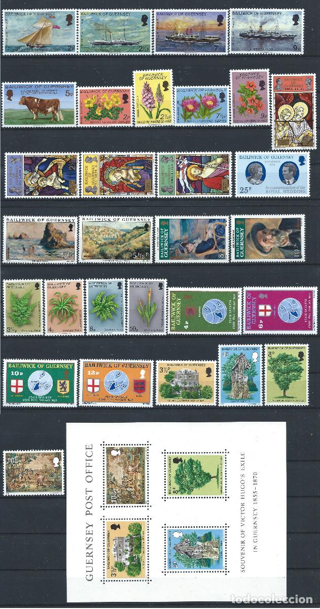 Sellos: Guernesey Lot 30 Tp + 1 Bloc Neuf** (MNH) Entre 1972 et 75 - sujets divers