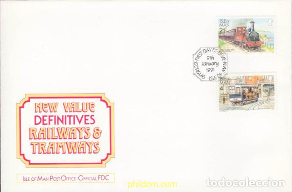 Sellos: 392086 MNH MAN 1991 TRENES Y TRANVIAS