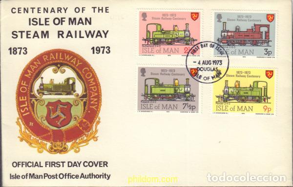 Sellos: 392310 MNH MAN 1973 CENTENARIO DEL FERROCARRIL EN MAN